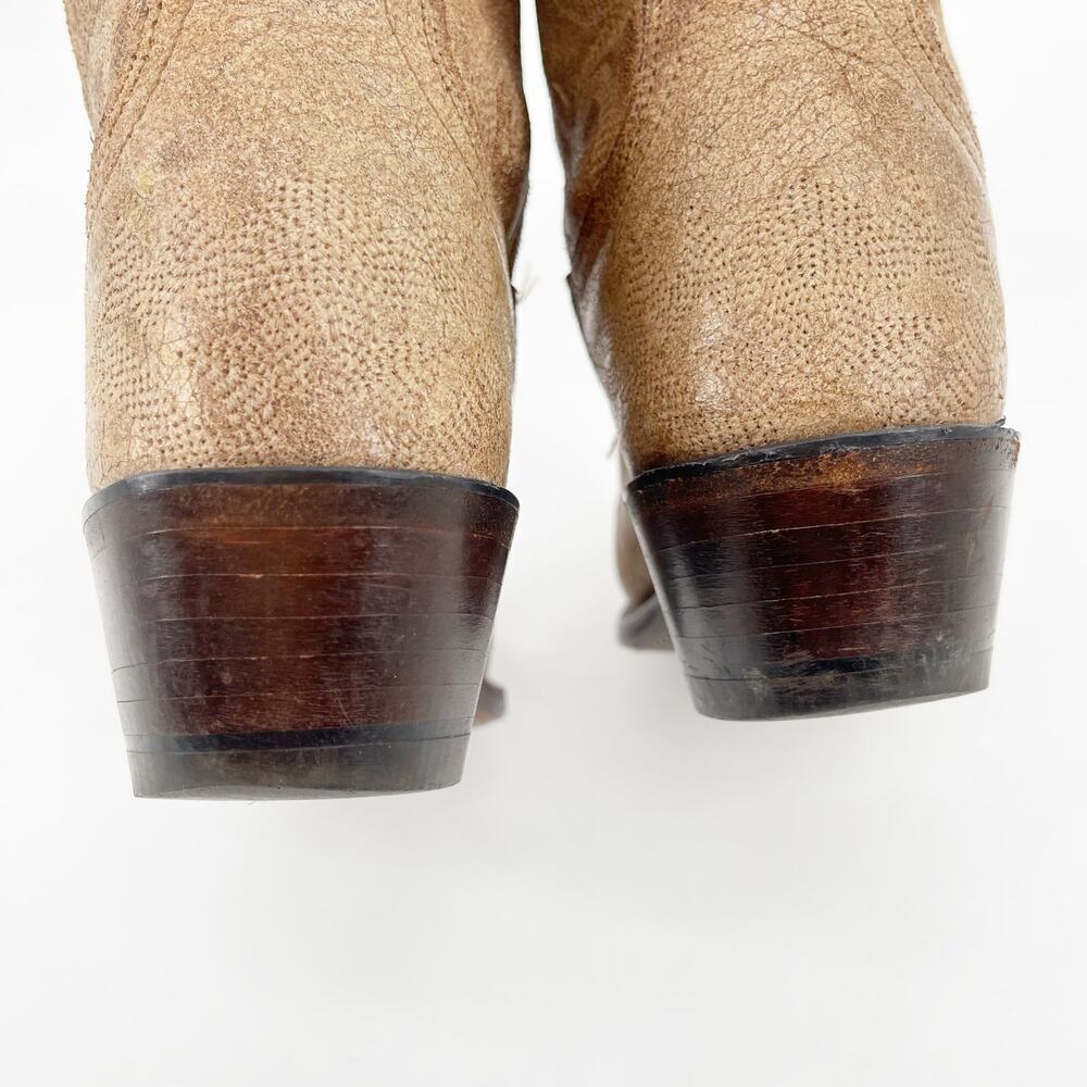 Lucchese Women’s 6 Tan Neutral Roughout Suede Snip Toe Cowgirl Western Boots - Picture 8 of 11